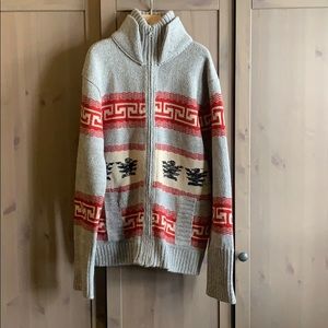 Men’s grey fairisle zip up sweater with pockets XL